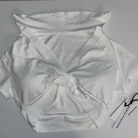 NWT Robin Piccone AVA T-SHIRT BIKINI TOP in White Size Large - Picture 3 of 6